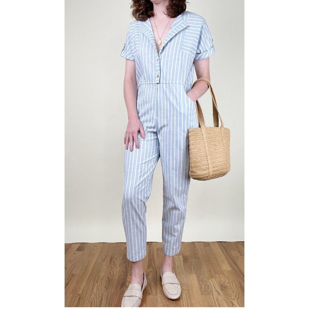Vintage Handmade Coastal Grandma Prep Jumpsuit Coverall Nautical Preppy 60s 70s